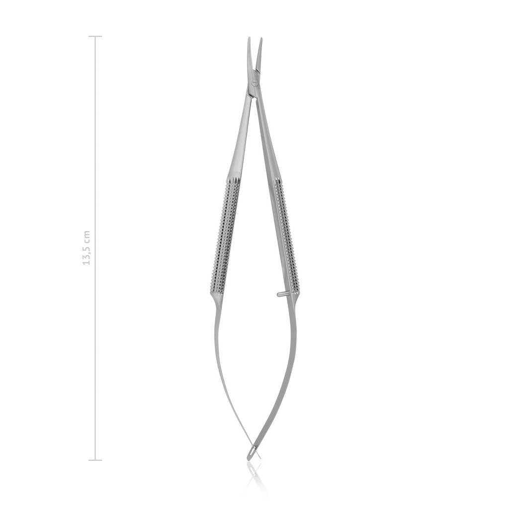[172015] BARRAQUER tűfogó, 10 × 1 mm, H 13,5 cm, hajlított, standard kivitel, retesz nélkül