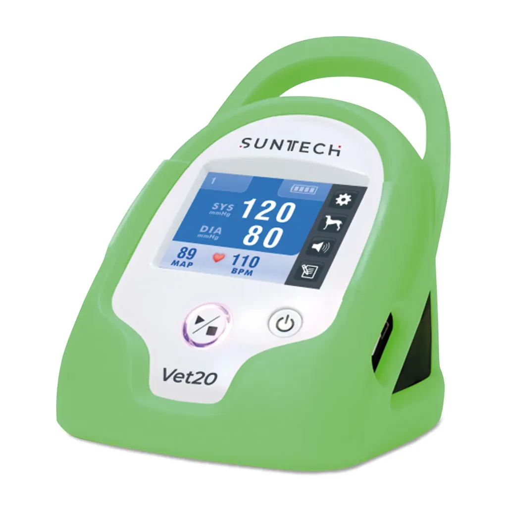 SunTech VET20 oszcillometriás vérnyomásmérő, zöld, 6 db mandzsettával, vérnyomásmérő tömlővel, AA elemekkel és védőtokkal