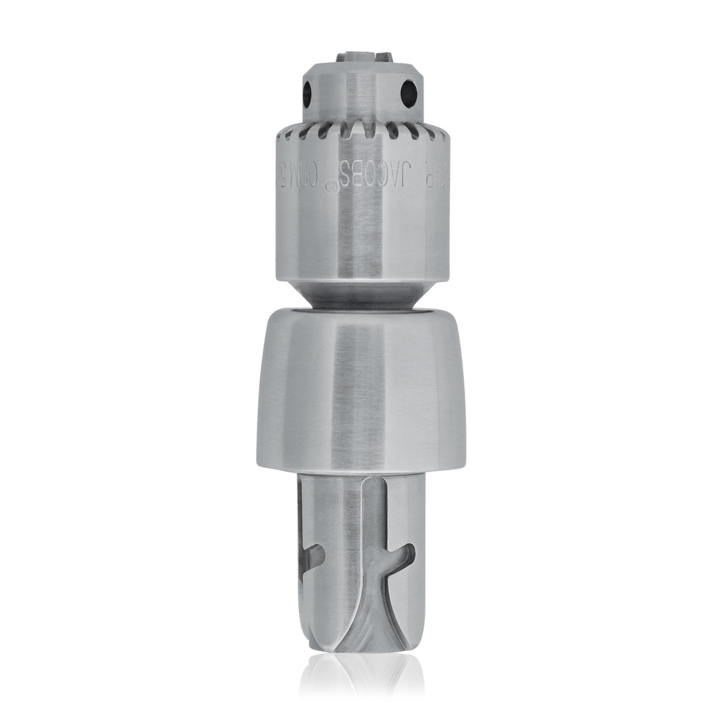 Jacobs fúrótokmány-feltét DRAGONFLY akkumulátoros fúrórendszerhez, kulccsal, üreges kivitelben Befogási tartomány: Ø 0,0–4,0 mm Fordulatszám: 0–1 305 rpm