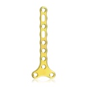 EickLoxx Small Contour 2.2 T-alakú csontlemez, 10 lyuk, 18 × 54 mm, 1.7 / 2.3 rendszer, sárga