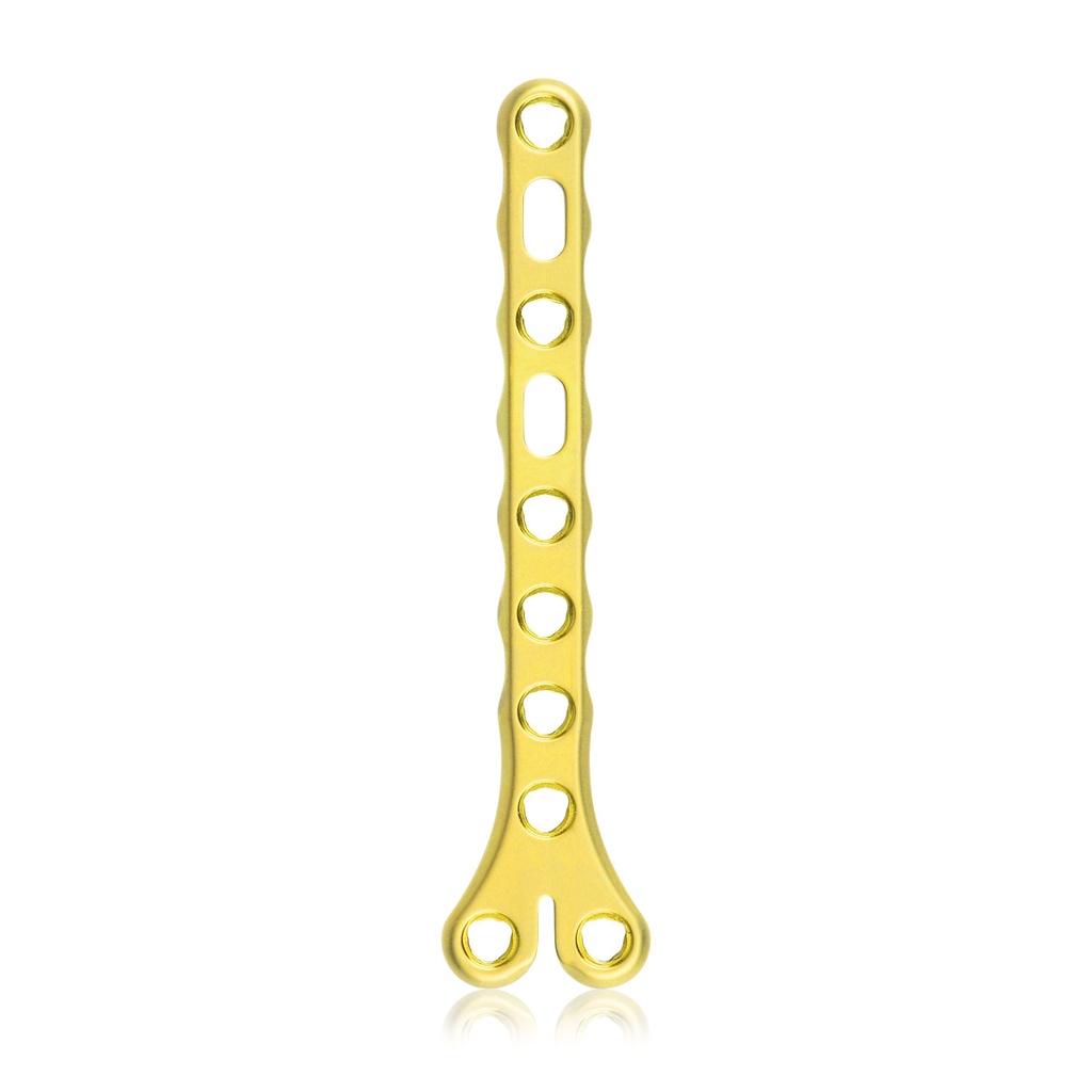 EickLoxx Small Contour 2.2 Y-alakú csontlemez, 10 lyuk, 18 × 56 mm, 1.7 / 2.3 rendszer, sárga