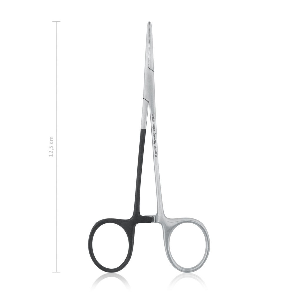 [141212L] HALSTEAD-MOSQUITO érfogó balkezesek számára, 12,5 cm, egyenes