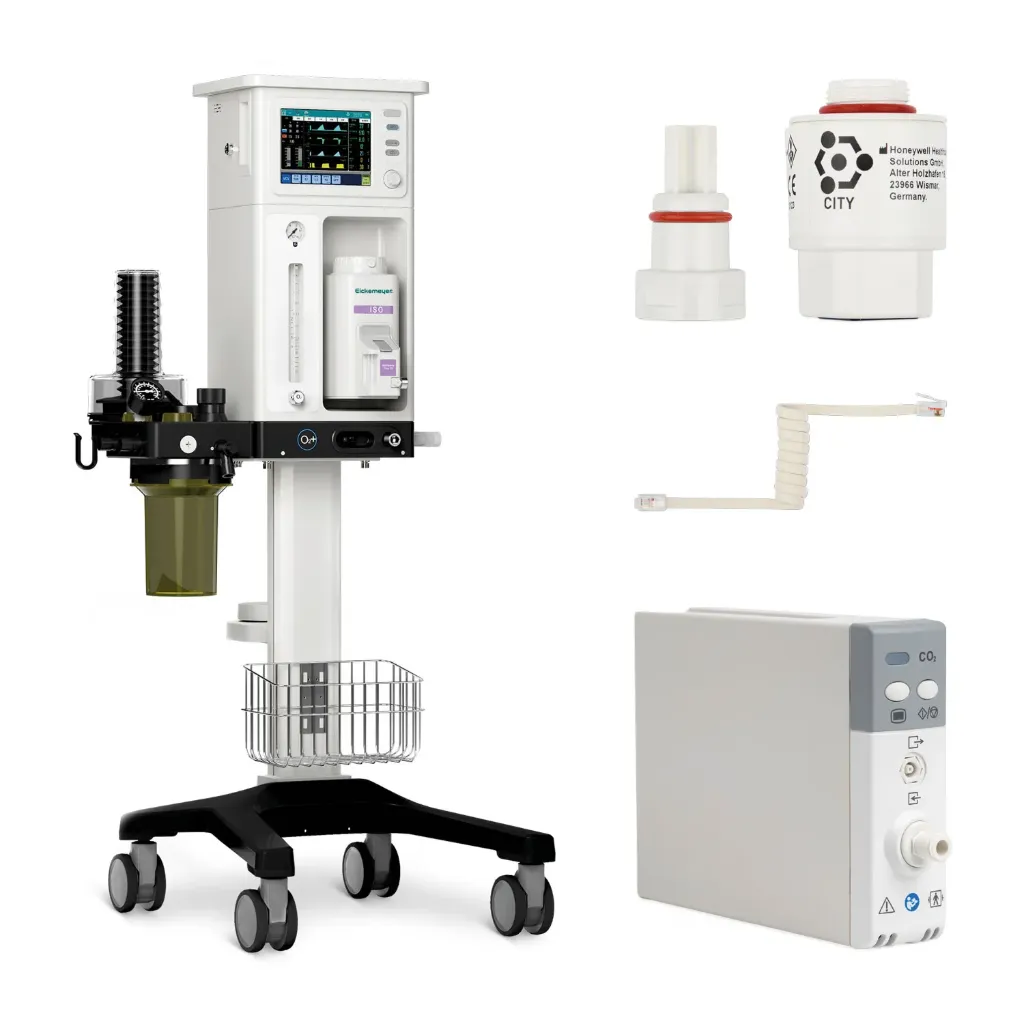 [213048] NarkoVet PRO szett, amely NarkoVet PRO (213040), CO₂-lélegeztetőmodul (213045) és O₂-érzékelő (21304002) készülékekből áll