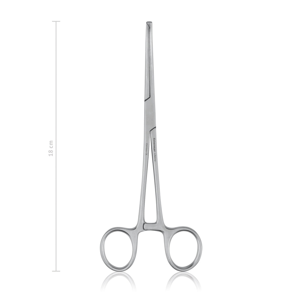 KOCHER érleszorító, hajlított, 1x2 fogú kivitel, 18 cm