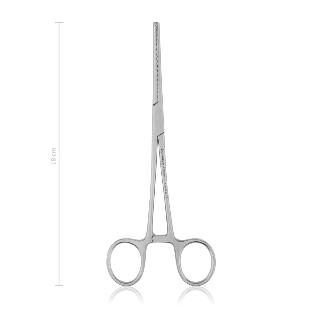 [974018] KOCHER érleszorító, egyenes, 1x2 fogú kivitel, 18 cm