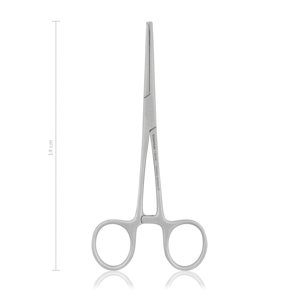KOCHER-OCHSNER érleszorító, egyenes, 1×2 fogú kivitel, 14 cm