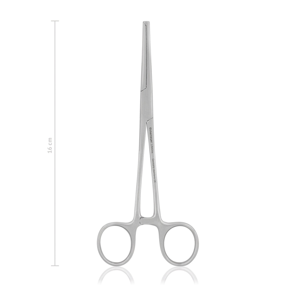 KOCHER-OCHSNER érleszorító, egyenes, 1×2 fogú kivitel, 16 cm