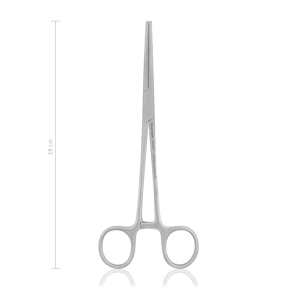 KOCHER-OCHSNER érleszorító, egyenes, 1×2 fogú kivitel, 18 cm
