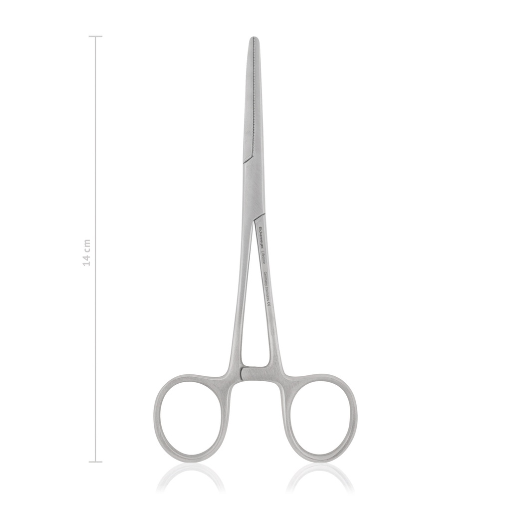 PEAN érleszorító csipesz, hajlított, 14 cm