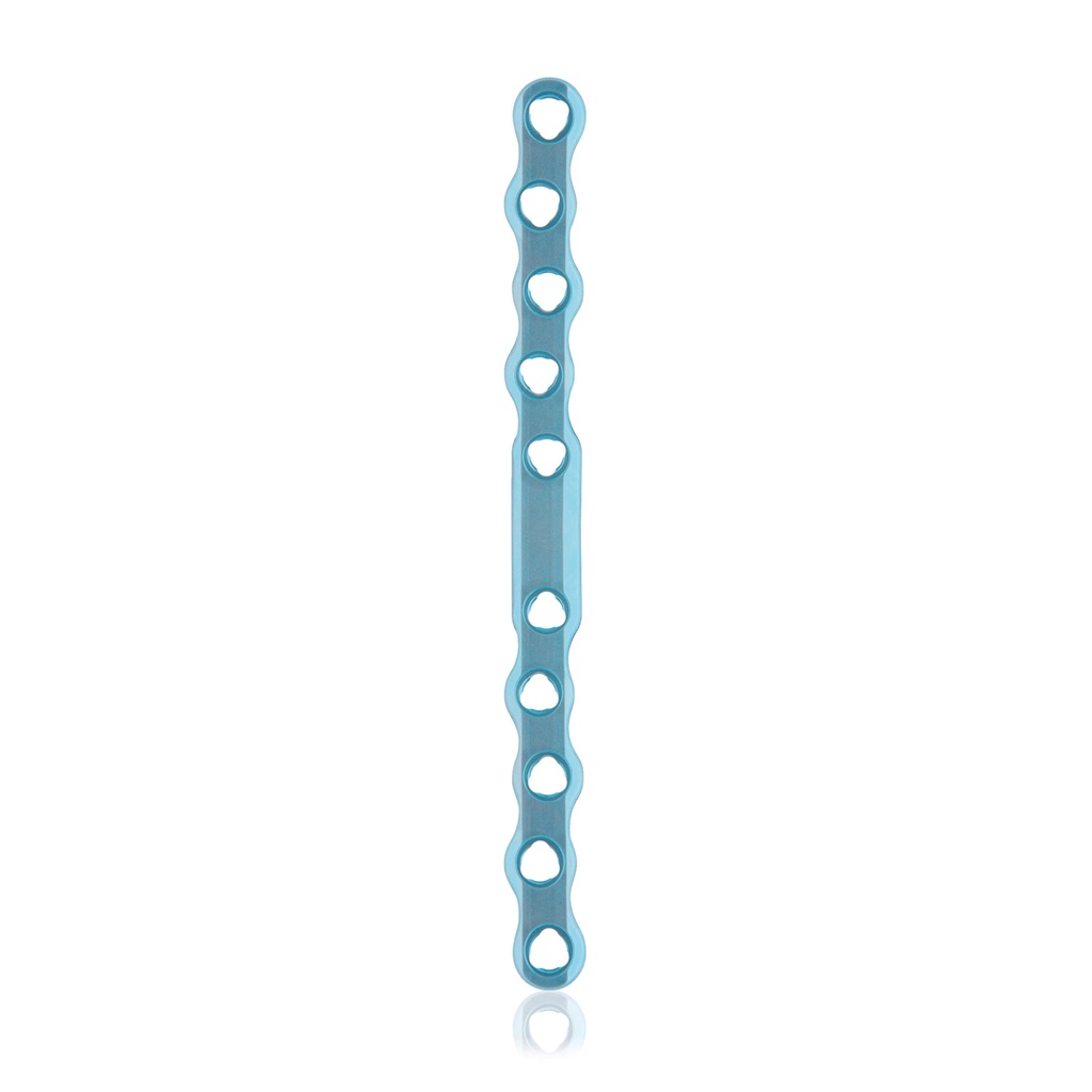 EickLoxx Large S-típusú csontlemez, 10 lyuk, 108 × 8 × 3,2 mm, titán, világoskék