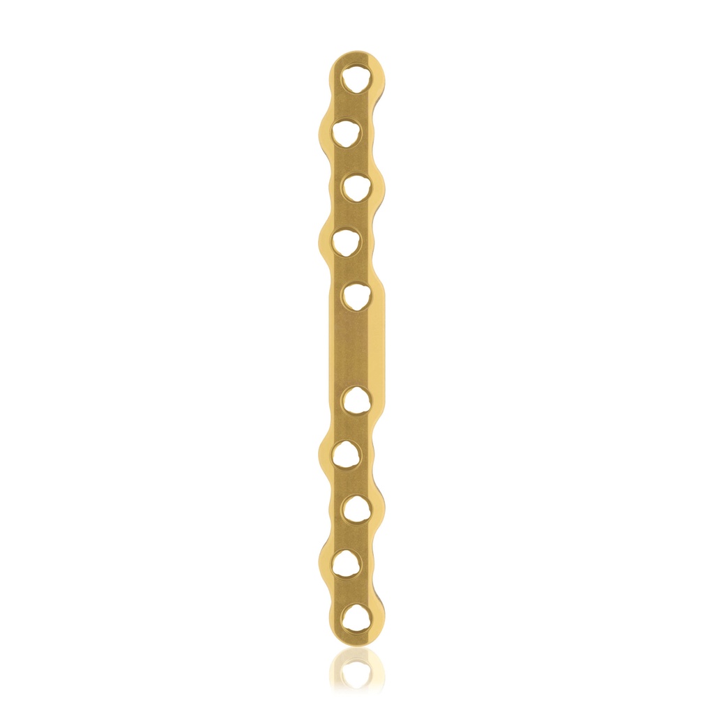 EickLoxx Large S-típusú csontlemez, 10 lyuk, 110 × 11 ×4,5 mm, titán, arany