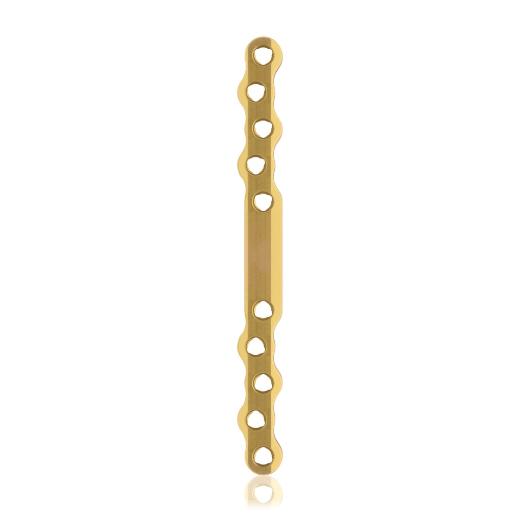 EickLoxx Large S-típusú csontlemez, 10 lyuk, 120 × 11 ×4,5 mm, titán, arany