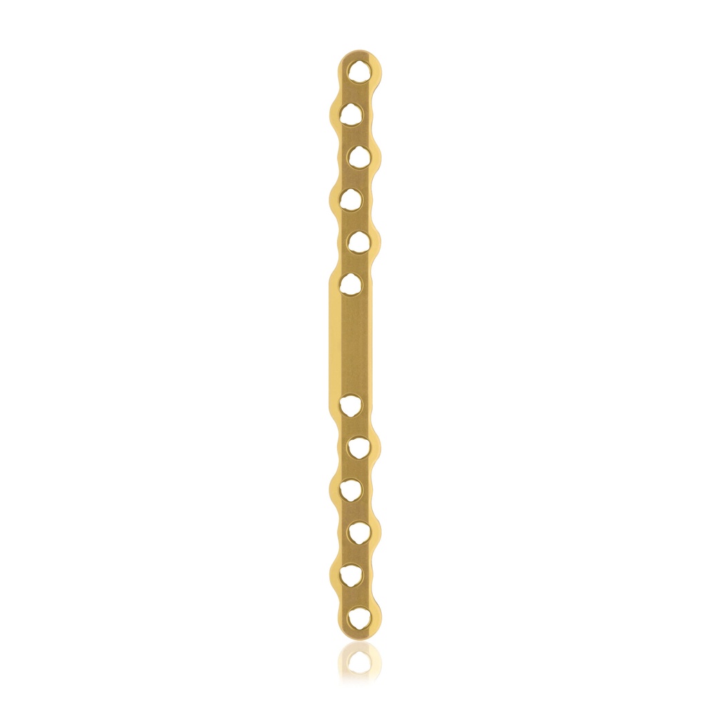 EickLoxx Large S-típusú csontlemez, 12 lyuk, 140 × 11 ×4,5 mm, titán, arany
