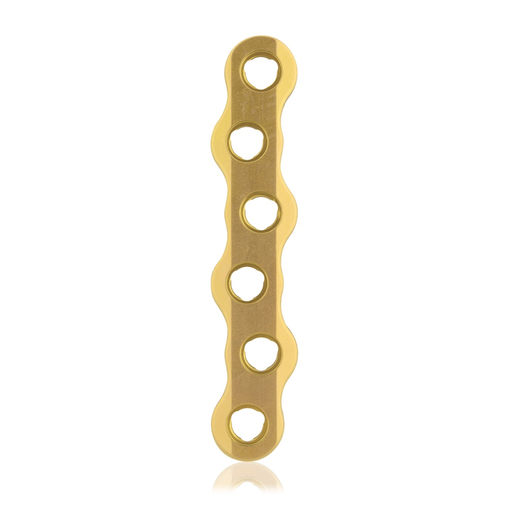 EickLoxx Large S-típusú csontlemez, 6 lyuk, 60 × 11 ×4,5 mm, titán, arany