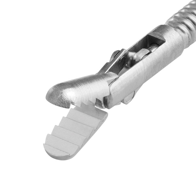 Idegentest-fogó, flexibilis, recézett aligátor pofákkal, Ø = 1,8 mm, hossz: 230 cm