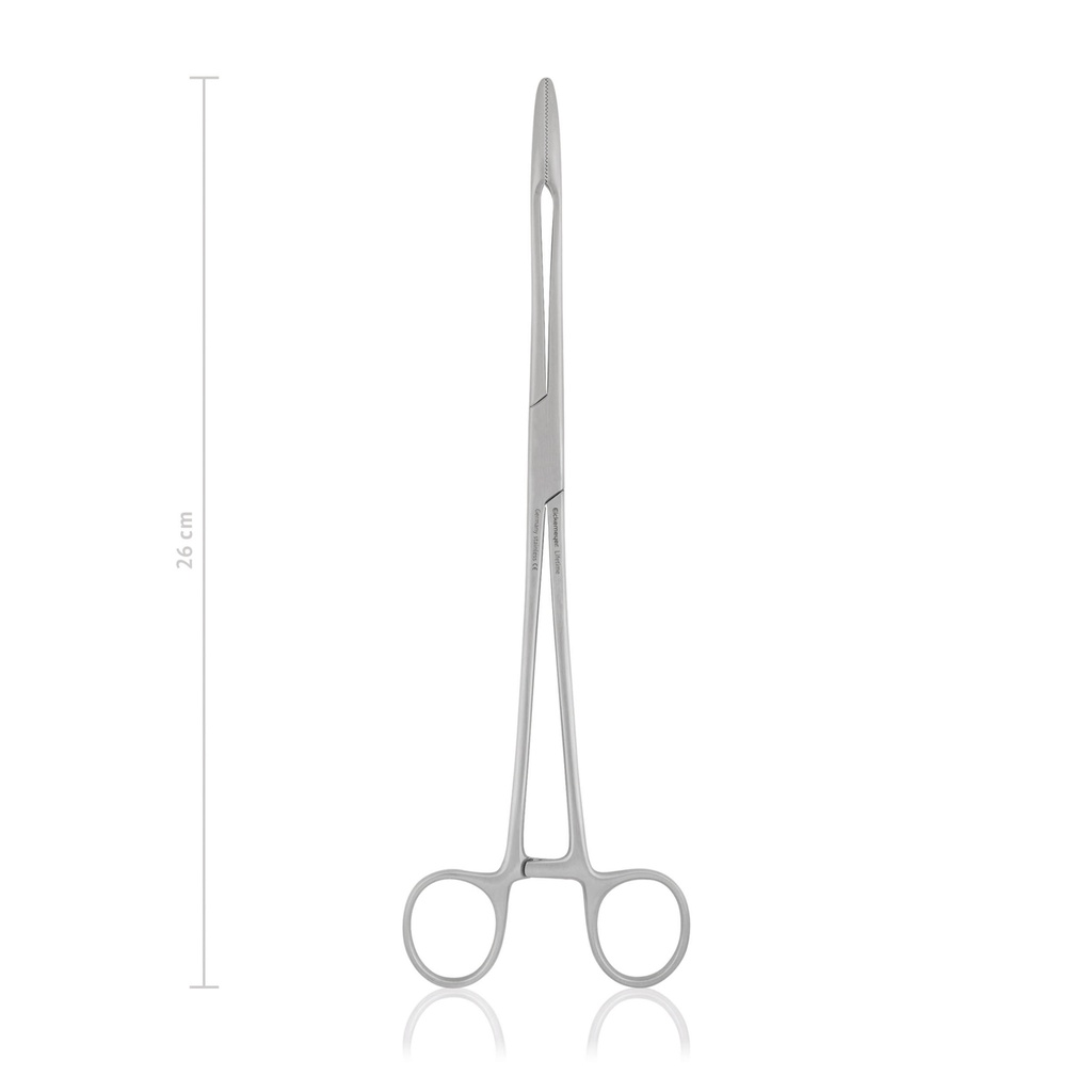 [137426] MAIER tampon- és kötszerfogó, 26 cm, egyenes, retesszel