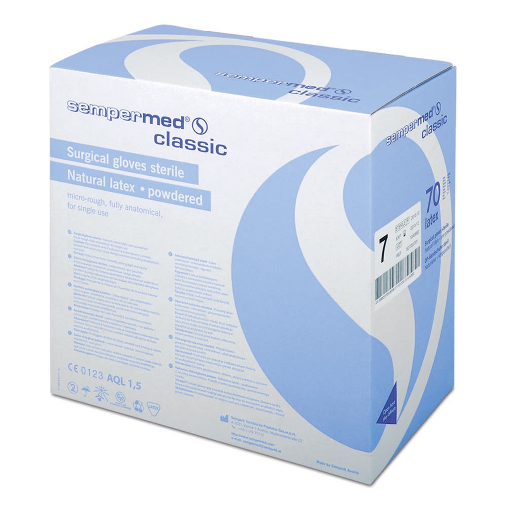 Sempermed műtéti kesztyű, 8-as méret, steril, púderes, 70 pár/csomag