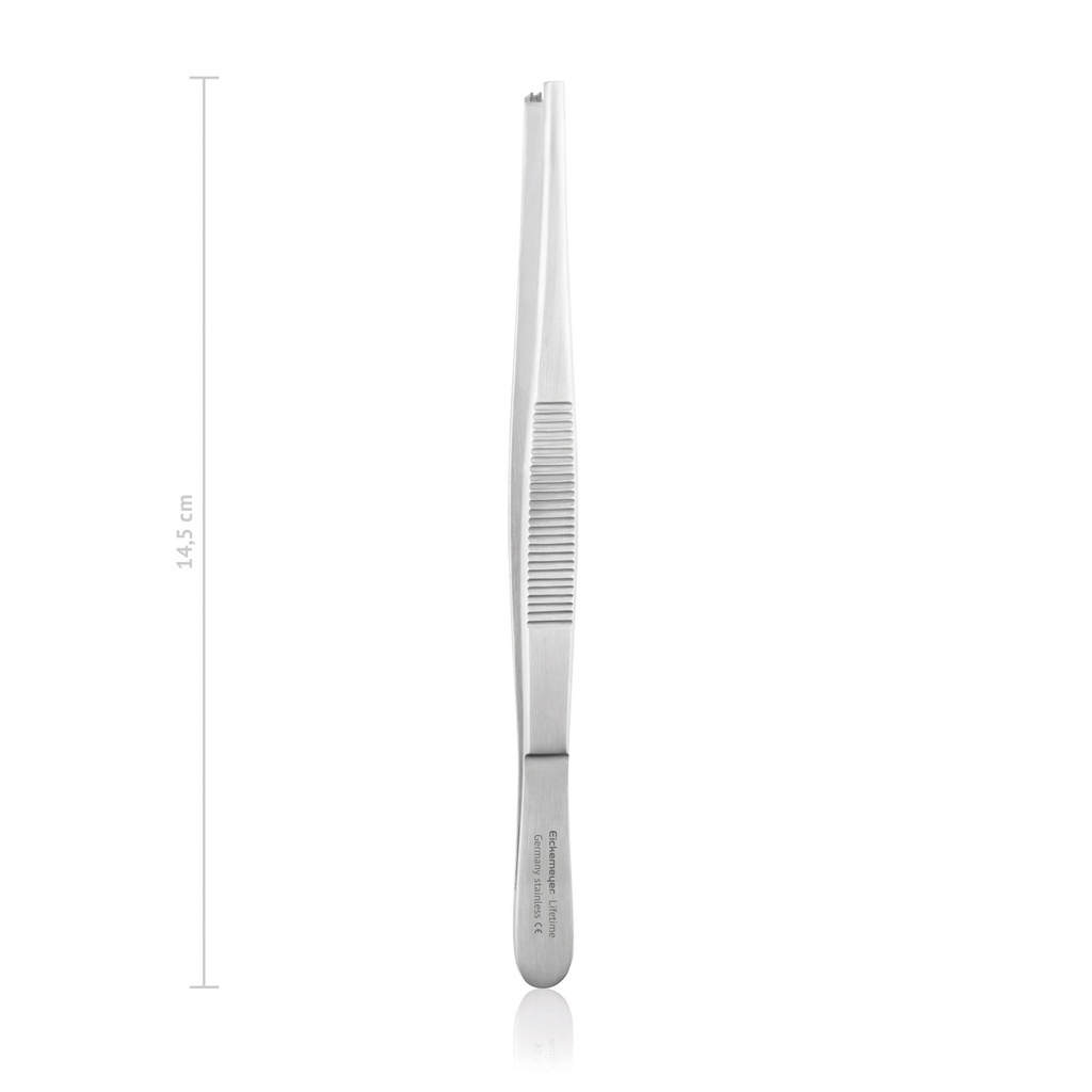 Sebészeti csipesz, 2×3 fogú fogú, masszív, 14,5 cm