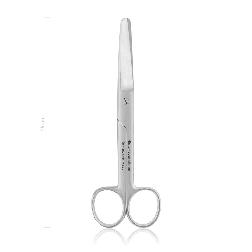 Műtéti olló, erős kivitel, tompa/tompa, 16 cm, hajlított