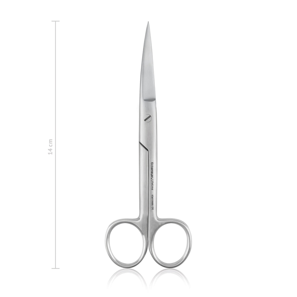 [970514] Műtéti olló, 14 cm, hajlított, hegyes/hegyes