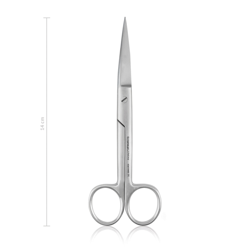 [970414] Műtéti olló, 14 cm, egyenes, hegyes/hegyes