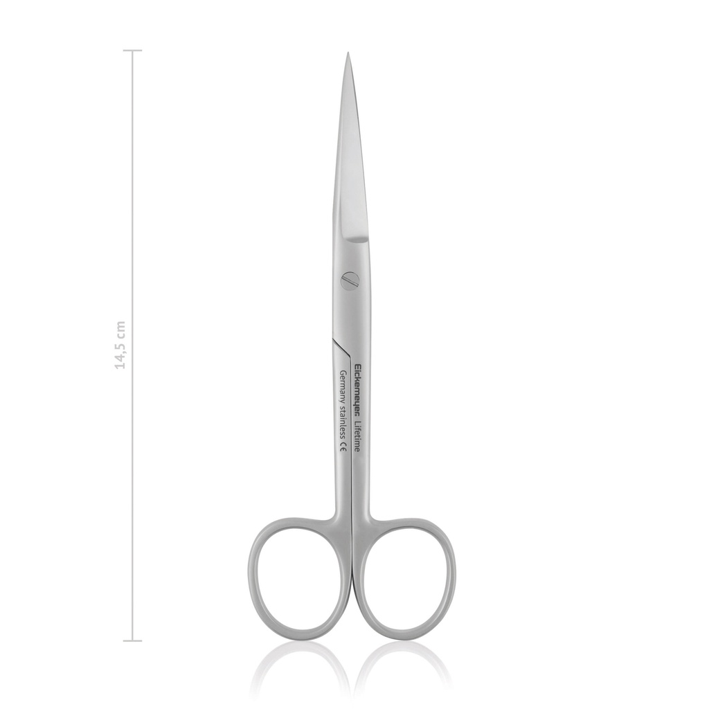 Sebészeti olló, 14,5 cm, egyenes, hegyes/hegyes