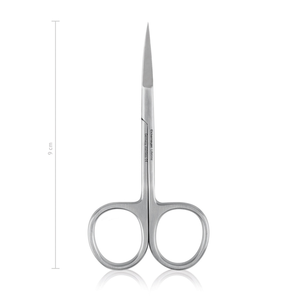 Finom sebészeti olló, 9 cm, hajlított, hegyes/hegyes