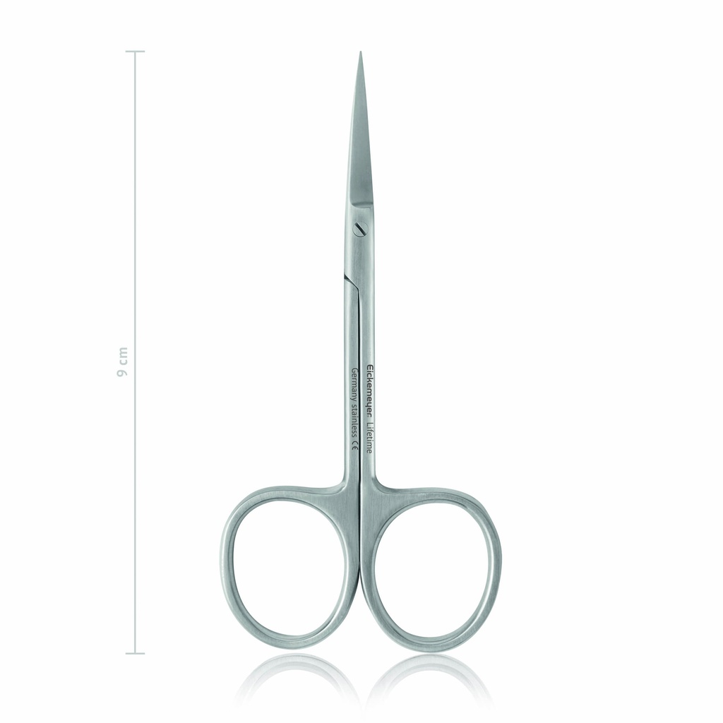 Finom olló, 9 cm, egyenes, hegyes/hegyes