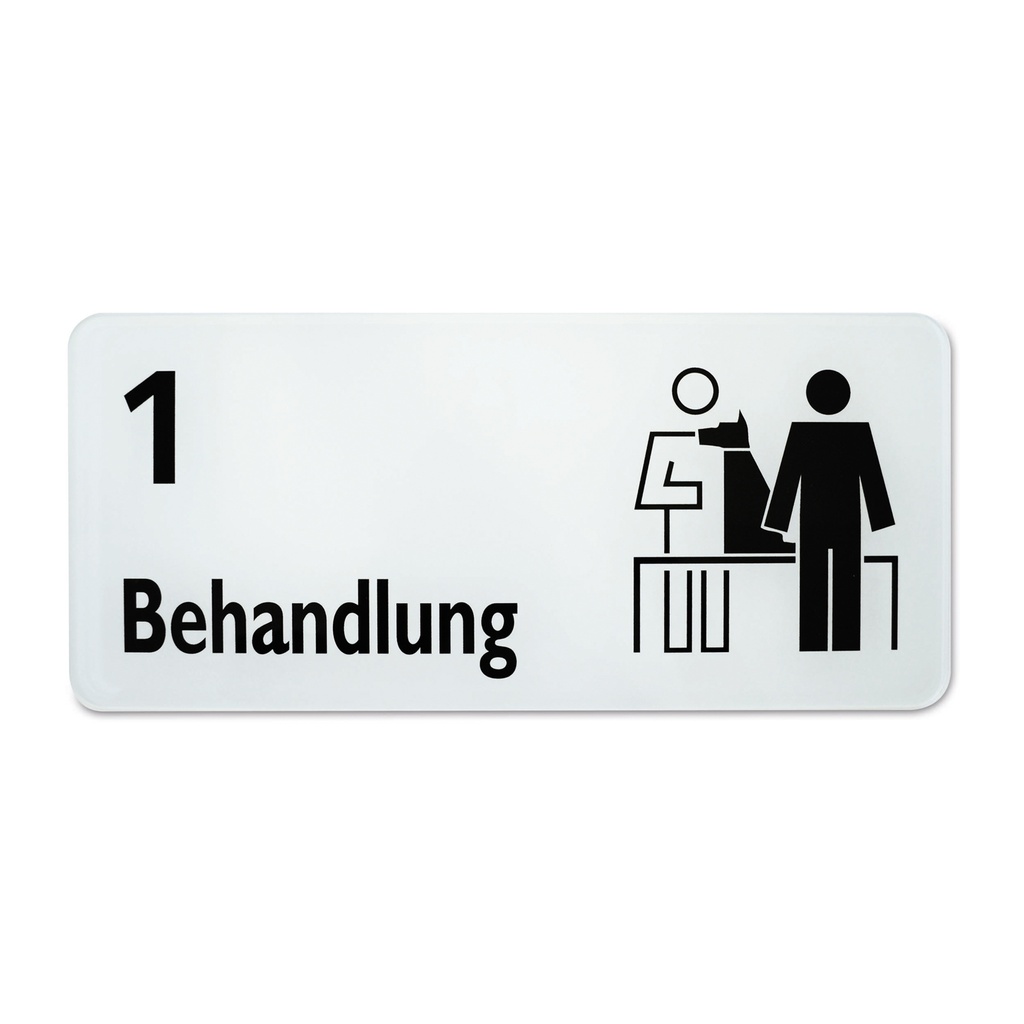Symbolschild "Behandlung 1", 30 x 13,5cm schwarz/weiß 