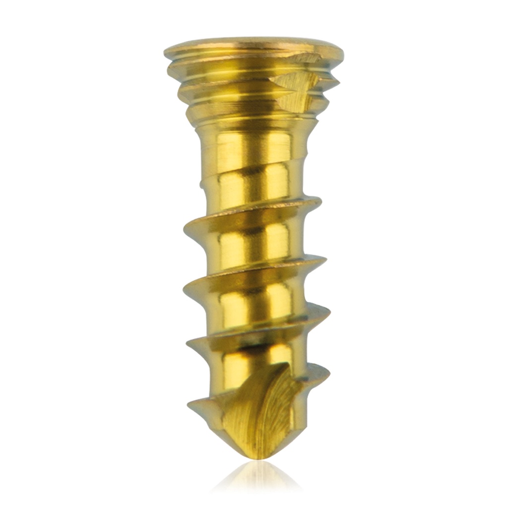 [185560] Titán zárócsavar Ø2,3 × 7 mm, szögstabil, többirányú, arany, Torx 6, önfúró, önmetsző
