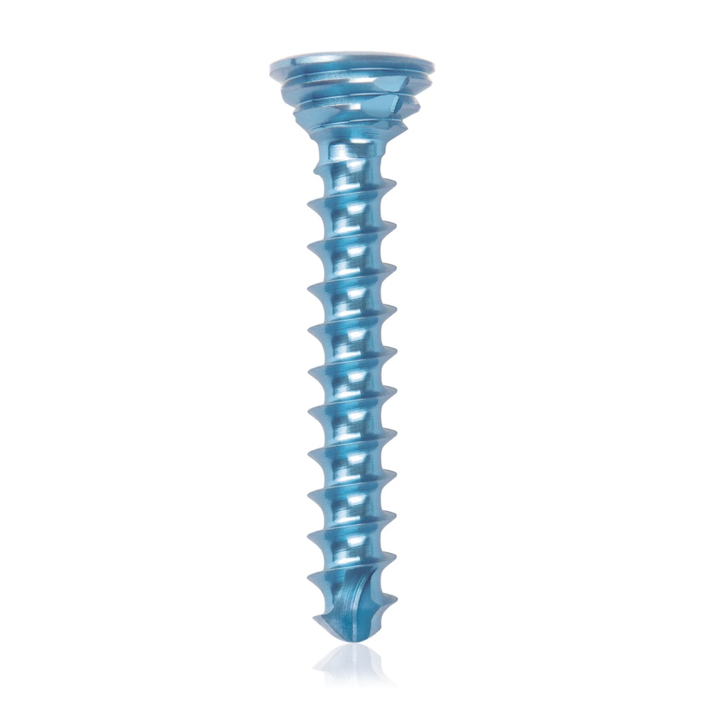Titán zárócsavar Ø2,7 × 18 mm, szögstabil, többirányú, kék, Torx 10, önfúró, önmetsző