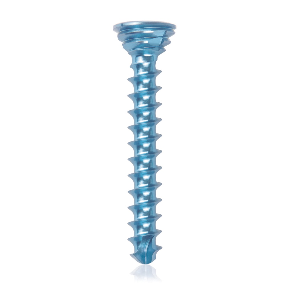 [185540] Titán zárócsavar Ø2,7 × 20 mm, szögstabil, többirányú, kék, Torx 10, önfúró, önmetsző