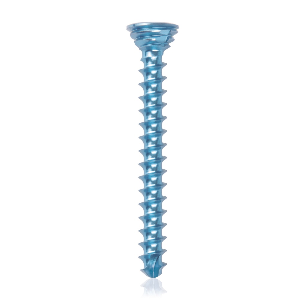 Titán zárócsavar Ø2,7 × 24 mm, szögstabil, többirányú, kék, Torx 10, önfúró, önmetsző