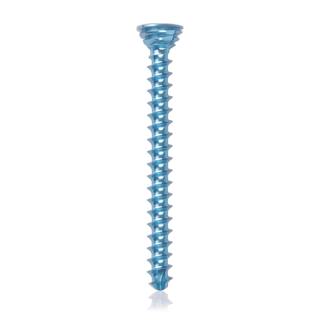 [185544] Titán zárócsavar Ø2,7 × 28 mm, szögstabil, többirányú, kék, Torx 10, önfúró, önmetsző
