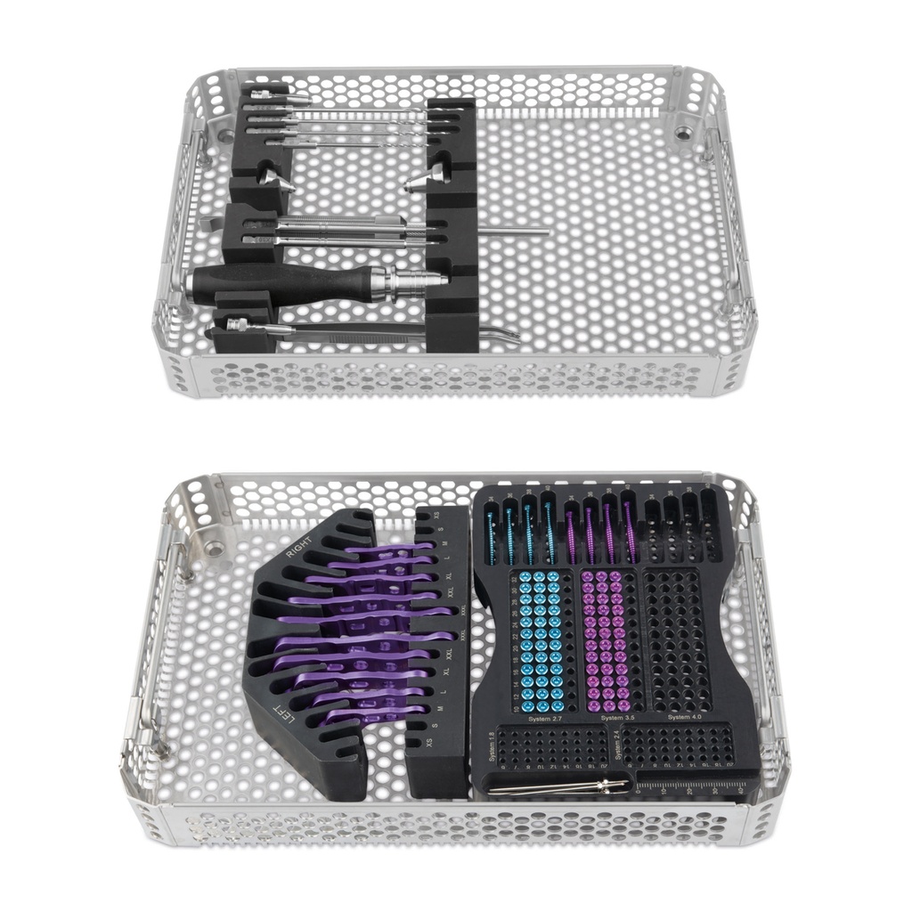 TPLO multiaxiális titán rögzítőlemez- és csavarkészlet, komplett