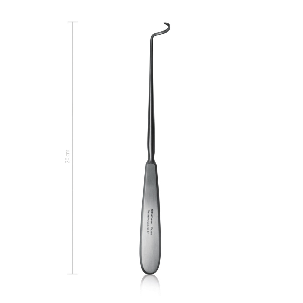 DECHAMPS ligatúratű, balra hajlított, éles, enyhén íves, 20 cm