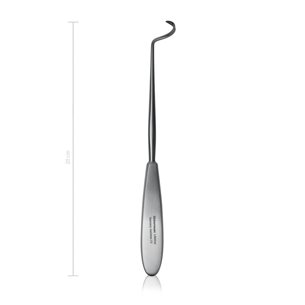 DECHAMPS ligatúratű, jobbra hajlított, éles, 20 cm