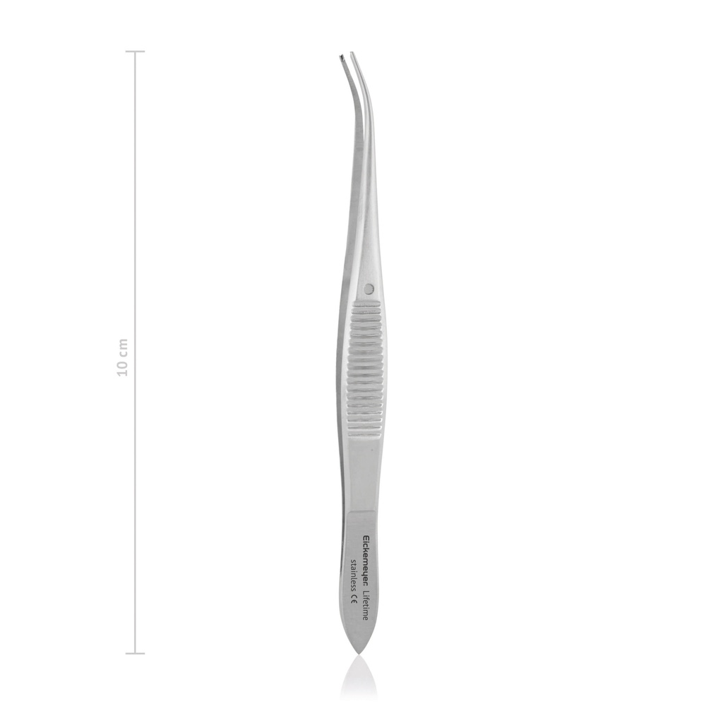 Gräfe íriszcsipesz, hajlított, 1×2 fogazat, 10 cm