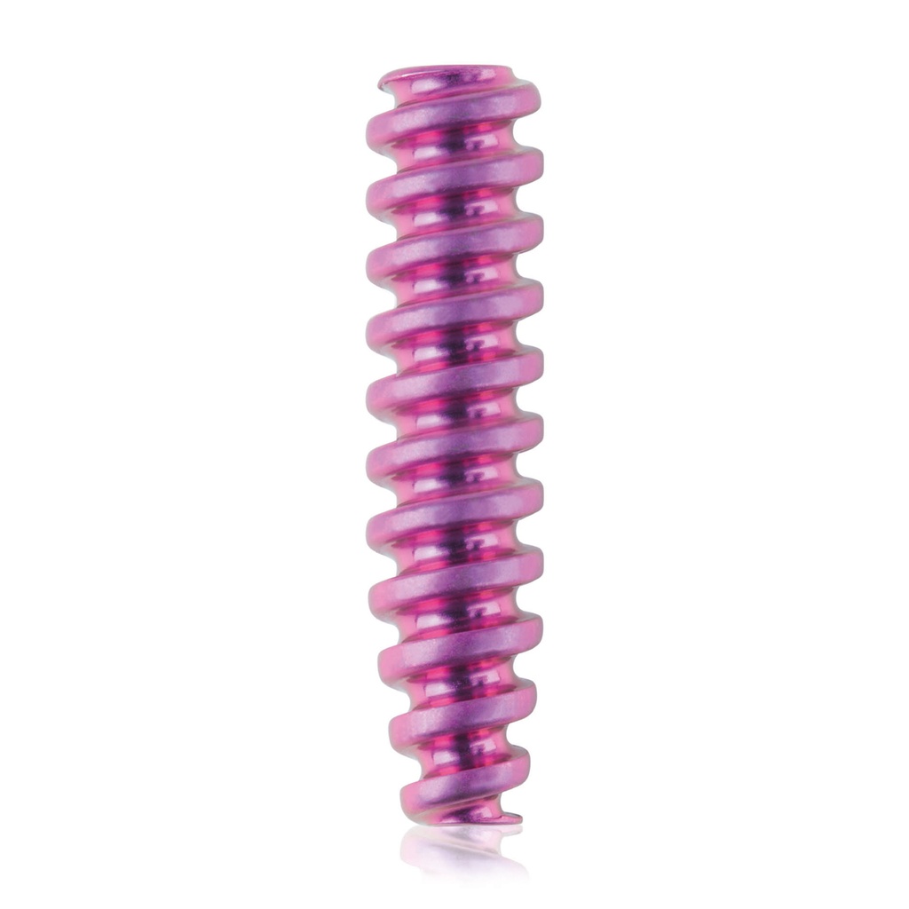 Titán interferenciacsavar, Ø4,0 x 18 mm, kanülált, kanül Ø1,1 mm, magenta színű, HEX 2,0