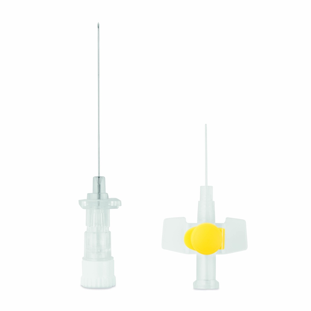 Vénakanül rögzítőszárnnyal és injekciós porttal, 24G, sárga, 50 db/doboz