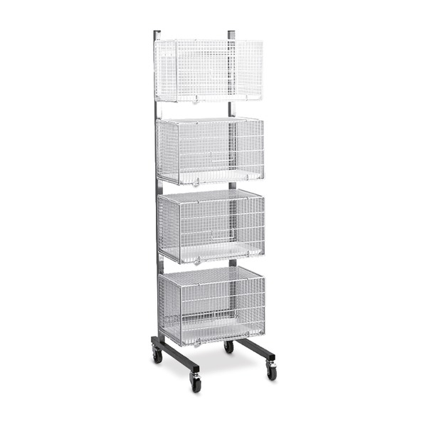 Stojak mobilny z 4 klatkami dla kota kompletny z 4 klatkami dla kota z wstawką i rusztem podłogowym