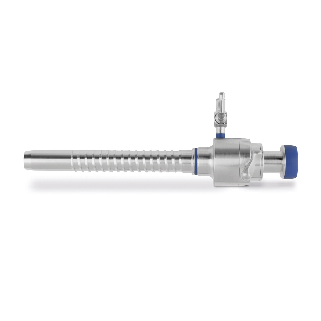 Trokár hüvely, belső átmérő: 11 mm, hossz: 10,1 cm, automatikus visszacsapó szeleppel, menettel és csappal