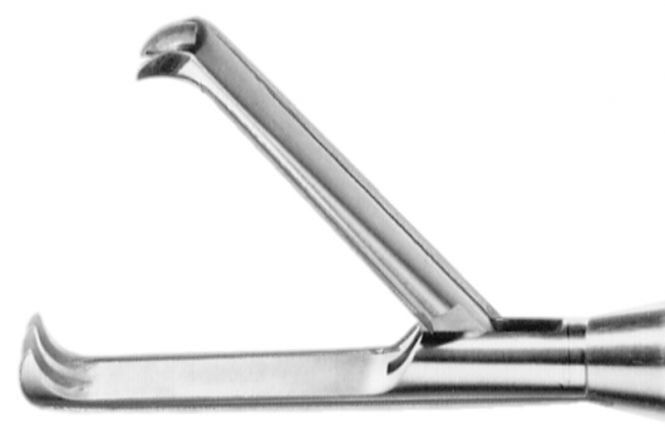 Karmos fogó, forgatható, 3 + 2 karommal, unipoláris koagulációhoz való csatlakozóval, Ø = 10 mm, L = 45 cm