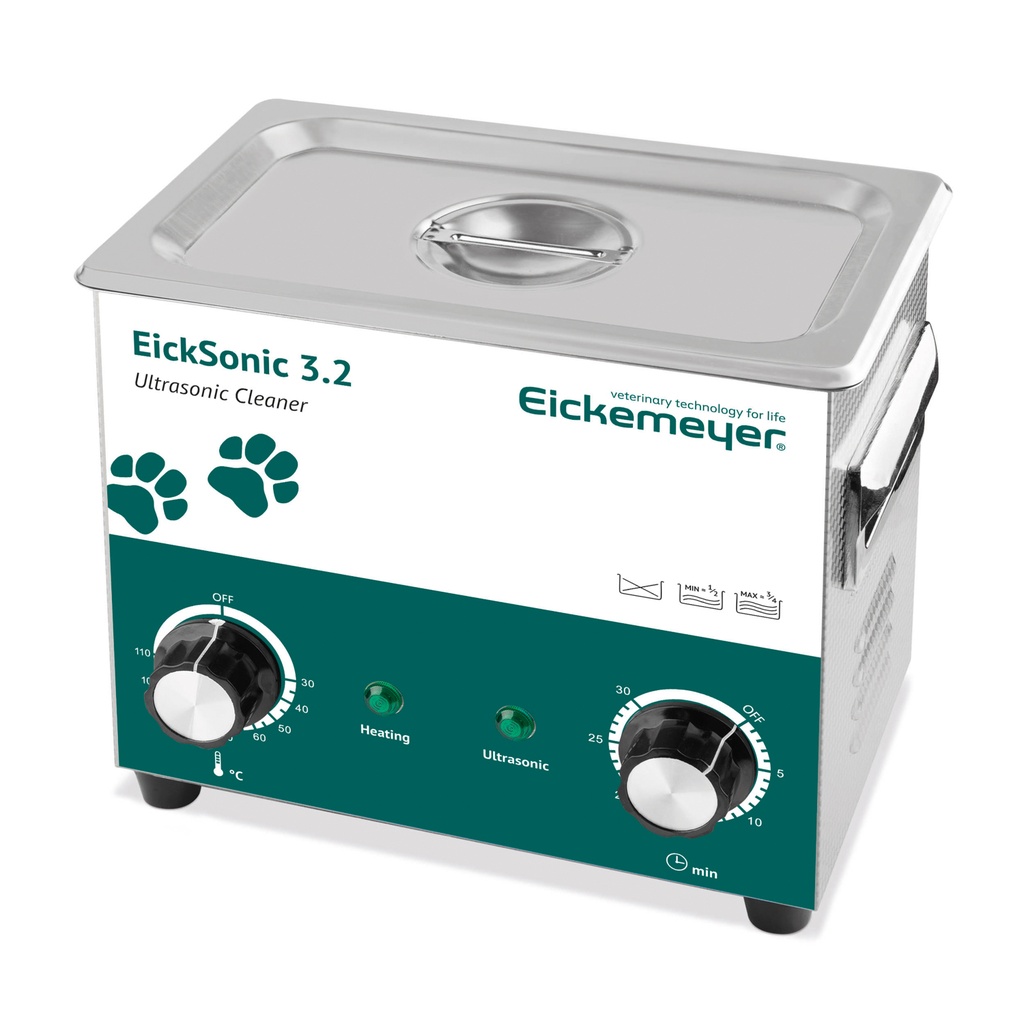 EickSonic 3.2 ultrahangos tisztítókád, 3,2 l, fűtéssel, fedéllel és kosárral