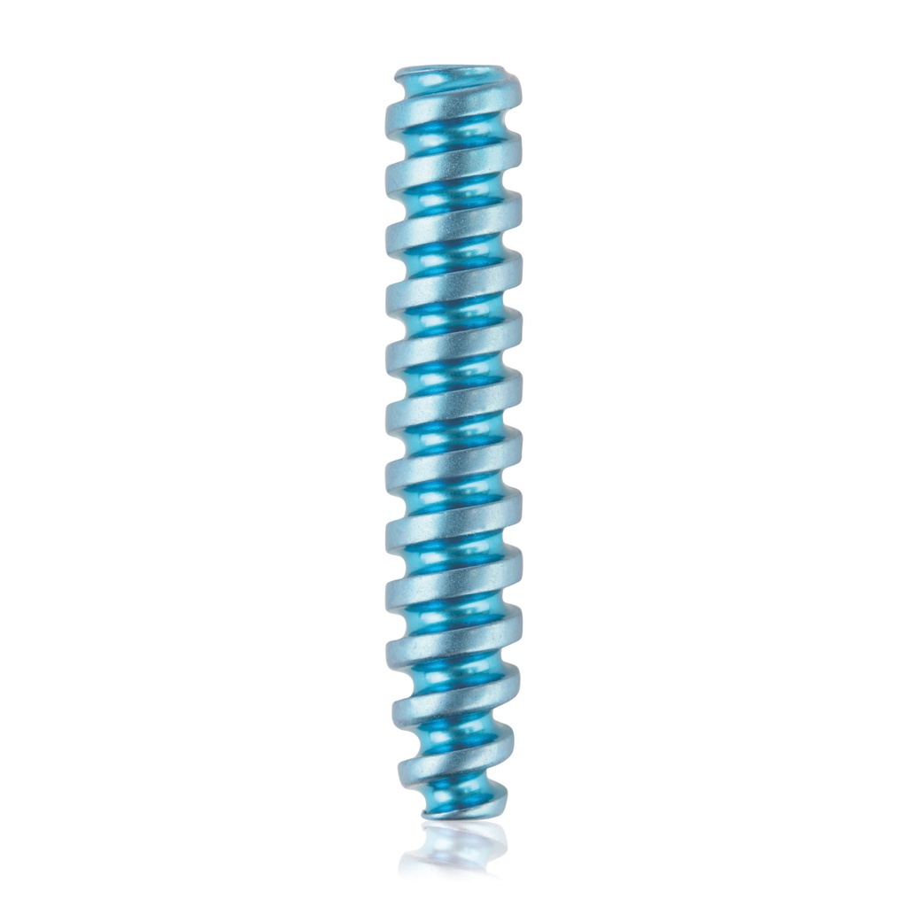 Titán interferenciacsavar, Ø3,5 x 19 mm, kanülált, kanül Ø1,1 mm, világoskék színű, HEX 2,0