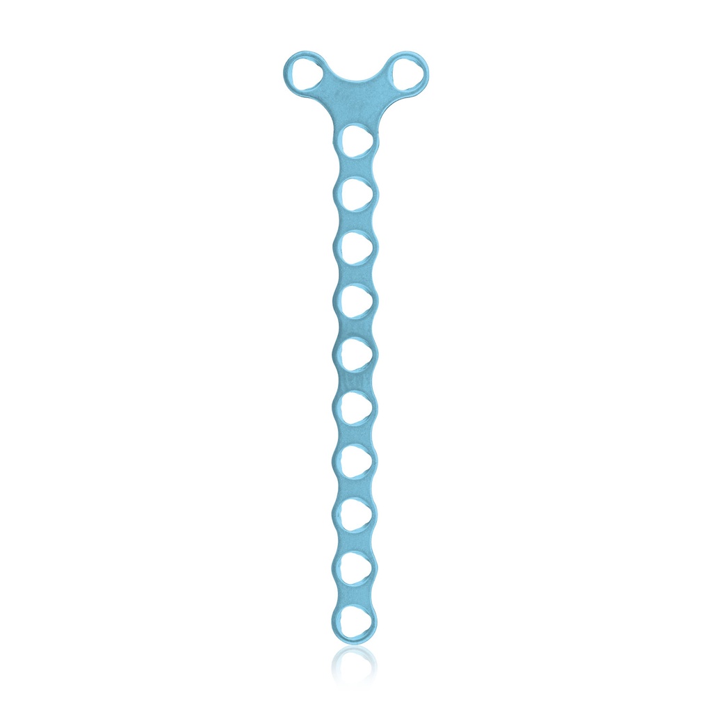 EickLoxx Micro Y-alakú csontlemez, 12 lyuk, 44,5 × 3,5 × 10 mm, 1.0 rendszer, világoskék