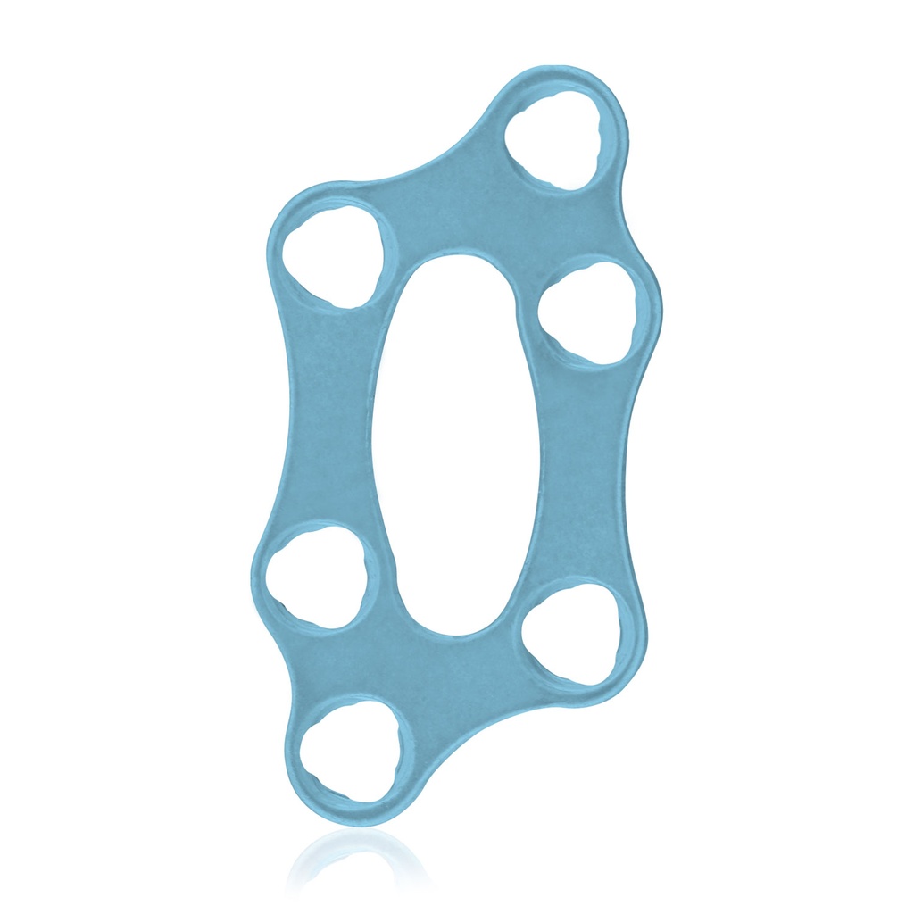 EickLoxx Micro csontlemez, 2×2×2 lyuk, 18,0 × 9,5 × 1,0 mm, 1.0 rendszer, világoskék