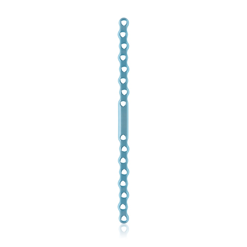 EickLoxx Large S-típusú csontlemez, 16 lyuk, 180 × 10,5 × 3,2 mm, titán, világoskék