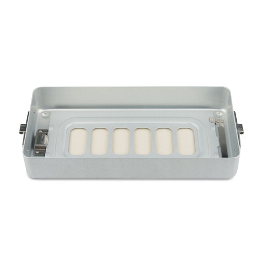 [500615] Eszközkonténer alsó rész, 4,5 cm magas, perforált, lapos kivitel, 30 × 14 × 4,5 cm, szürke, autoklávozható