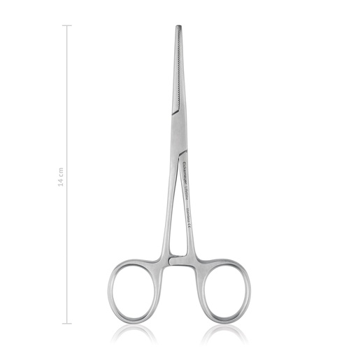 [974014] KOCHER érleszorító, egyenes, 1x2 fogú kivitel, 14 cm